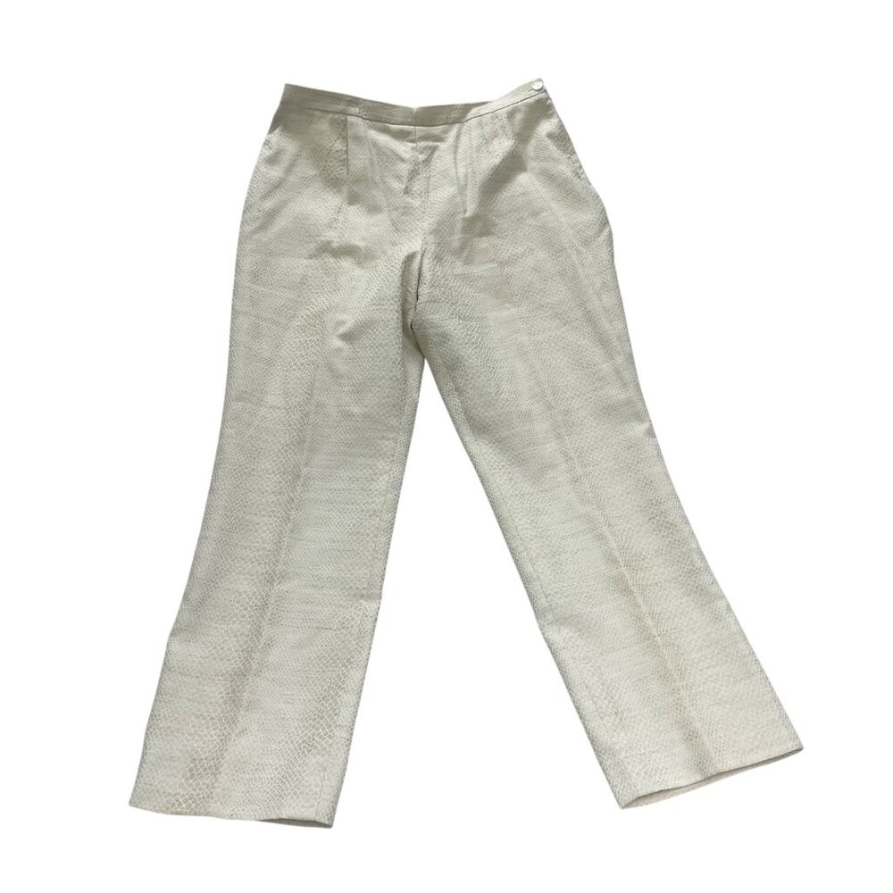 Louis Féraud Womens Cream Cotton & Rayon Pants Animal Print Size 16